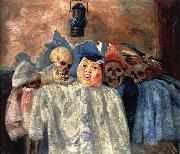 James Ensor Pierrot and Skeleton Spain oil painting artist